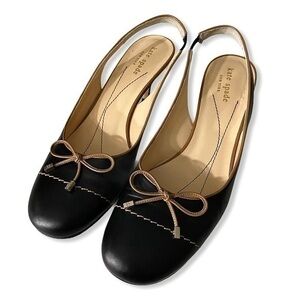 Kate Spade New York Black Shoes With a Tan Bow Tie